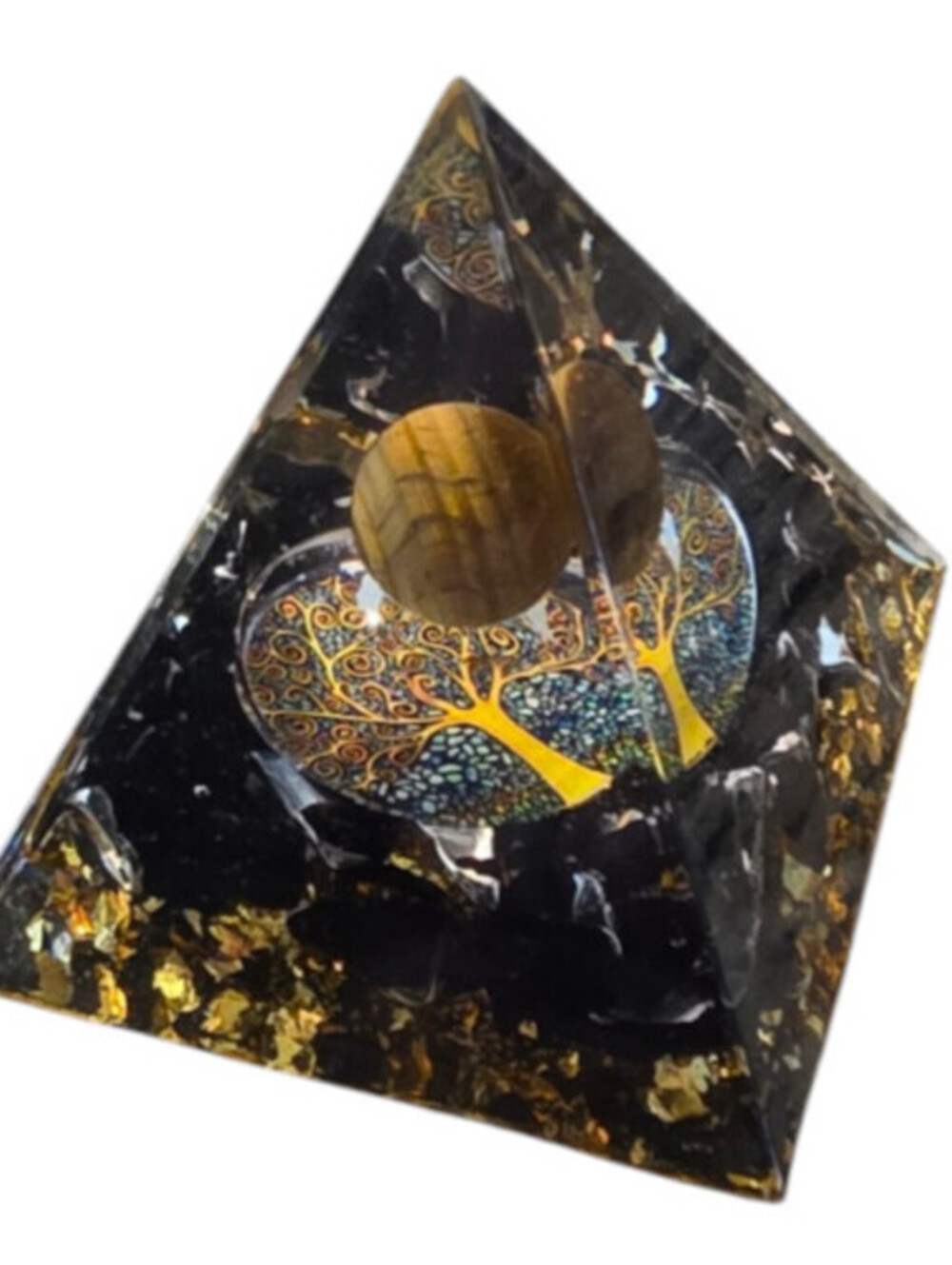 TOP tiger eye Crystal Sphere Orgonite Pyramid Chakra Energy Orgone Stone